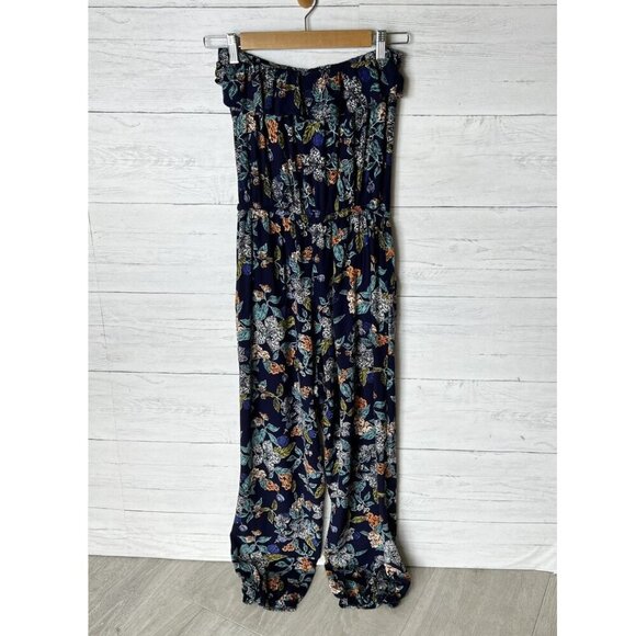 Angie Jumpsuit Womens Size Small Colorful Floral Ruffles Strapless Summertime - Picture 14 of 15